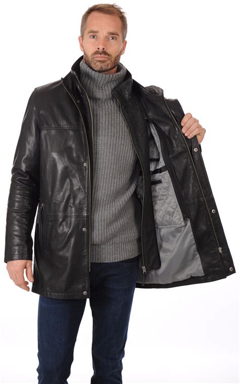 veste longue homme cuir|Vestes en cuir homme